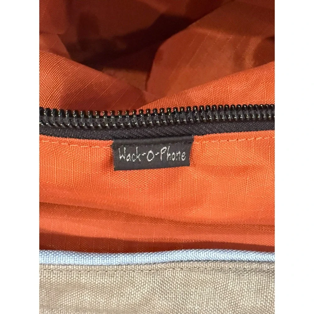 Crumpler Messenger Bag Blue Tan Canvas Orange Lining Padded Strap Commuter Bag